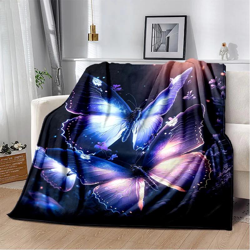 HD Fantasy Butterfly Flower Cartoon Blanket,Soft Throw Blanket for Home Bedroom Bed Sofa Picnic Travel Office Cover Blanket Kids