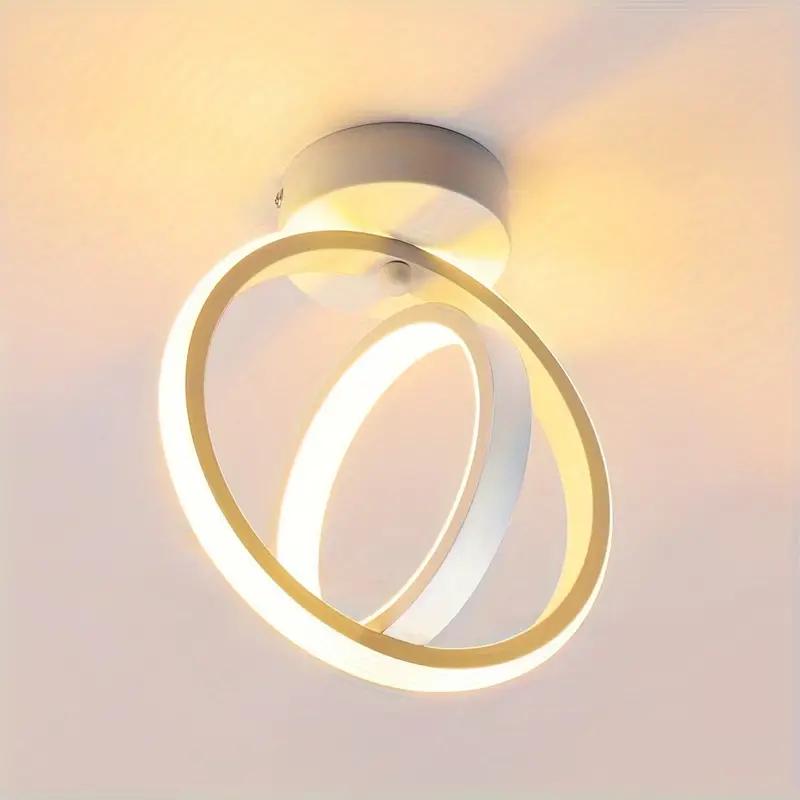 Quadratische Deckenleuchte, klein, modern, 2 Ringe, LED-Oberflächenbeleuchtung, Gang-Deckenlampe für Zuhause, Flur, Balkon, Büro, Glanz