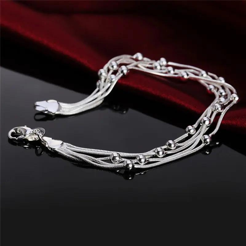 High Quality   Copper Bracelet 8 Inches 20cm 5 Wire Beaded Chain For Women lady men Fashion Birthday Gift Jewelry