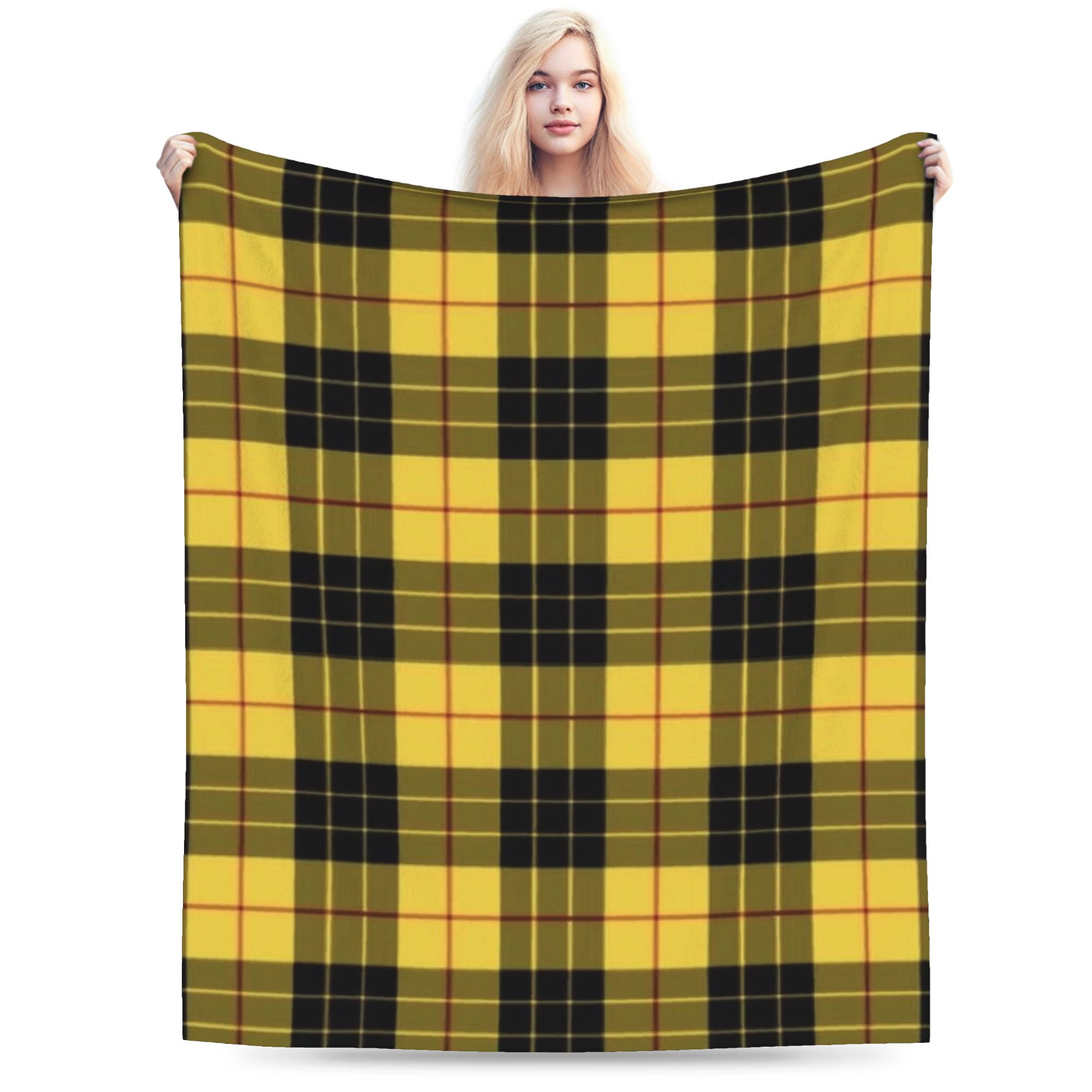 

Yellow Tartan Blankets Quality Super Soft Throw Blanket Autumn Kids Adult Bedroom Fluffy Bedspread 75x90cm