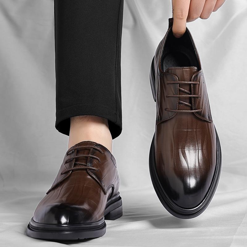 Dress Leather Shoes Leather Shoes Men's Height-increasing Shoes Men's Low-top Work Wedding Shoes 2025