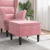 VidaXL Stool with Wooden Legs, Pink Velvet