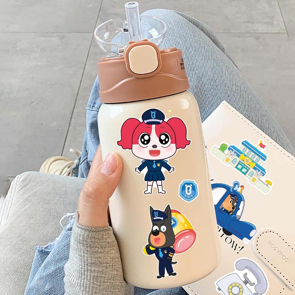 8PCS DIY Make a Face Sticker, Cute Dog Sheriff Puzzle Decals, Waterproof Vinyl Swap Face Stickers for Phone Laptop Helmet