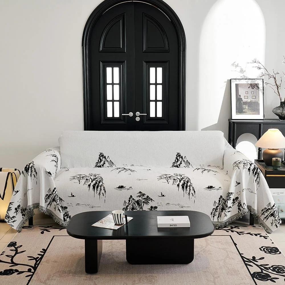 1pcs Mountain Pattern Simple Sofa Covers Four Season Universal Anti Slip Couch Cushion All-inclusive ArmChair Protector Mats