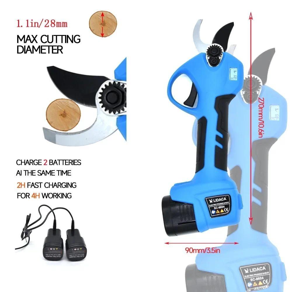 28mm Portable Branch Cutting Scissors Cordless Electric Pruning Shears Efficient Garden Bonsai Trimming Tool