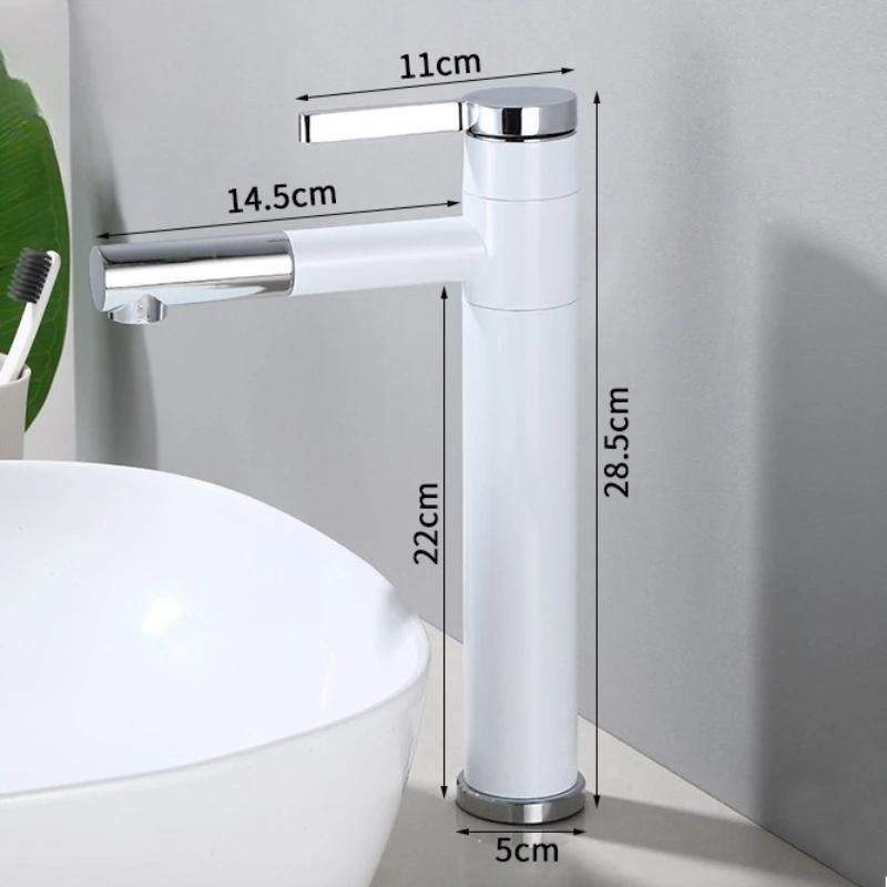 Basin Faucets Brass Bathroom Faucet Vessel Sinks Mixer Vanity Tap Swivel Spout Deck Mounted White Color Washbasin Faucet