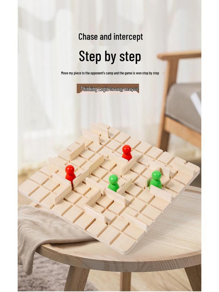 Wooden Two-Player Children's Logic Chess Game – Educational Multi-Player Brain Teaser