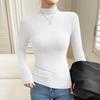 French Threaded Half-turtleneck Bottoming Shirt for Women with Autumn and Winter New Style Gray Mid-neck Long-sleeved Top