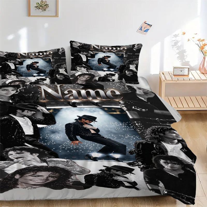 Custom Mj Collage Bedding 3 Piece Set HD Print Duvet Cover Pillowcases for Teens Adult Bedroom Decoration Christmas Gift