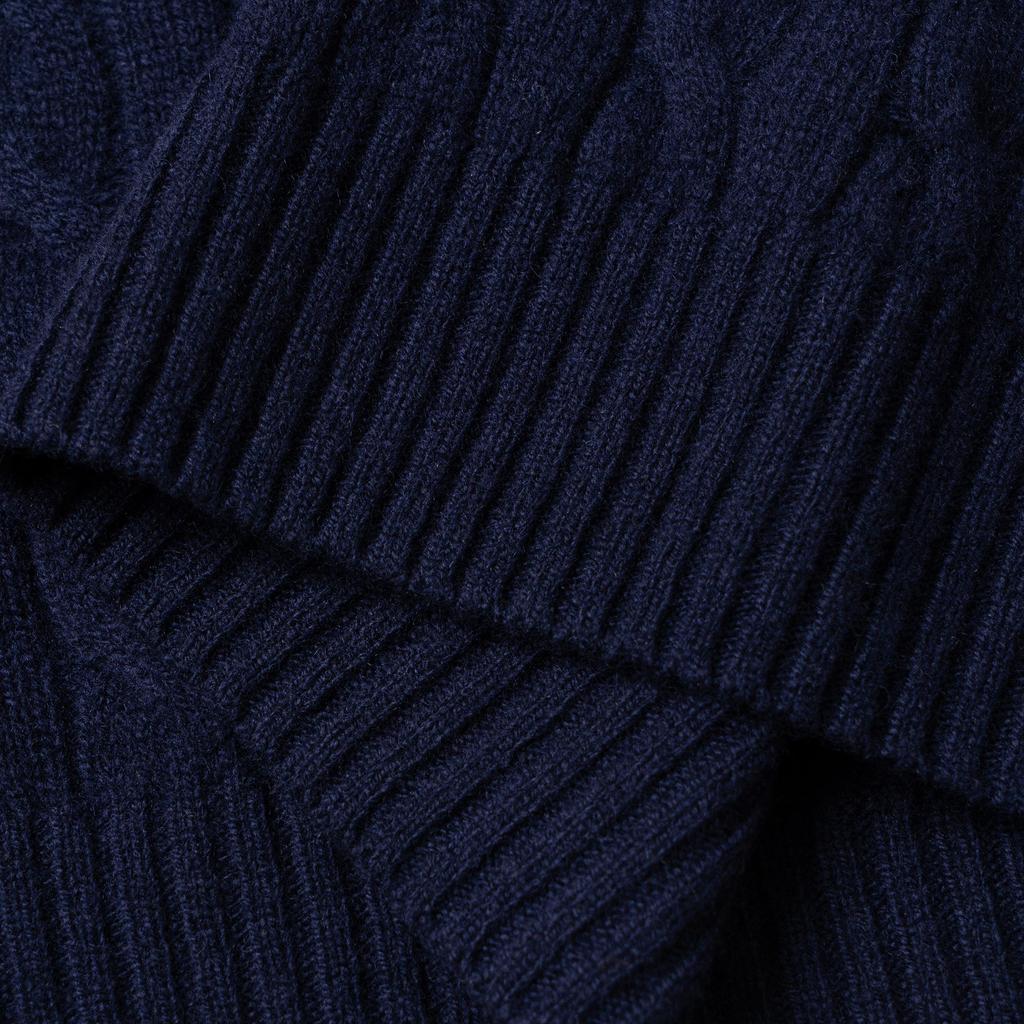 Polo Ralph Lauren FW22 Solid Color Crew Neck Cable Knit Cashmere Sweater Men sweater Blue 16821187-400