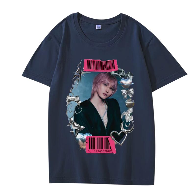 K-pop Seonghwa ATEEZ T-shirt män kvinnor Oversized 100% Bomull mode streetwear kortärmad Sommar tryck grafik Unisex toppar
