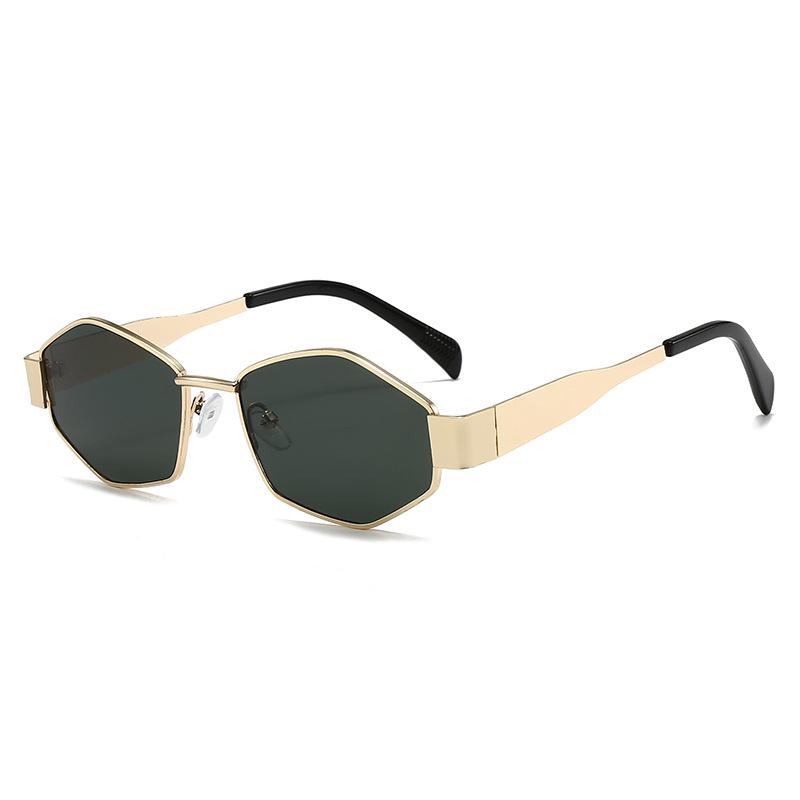 Arc De Triomphe Polygon Sunglasses: Fashionable Metal Frame Rhombus Shades