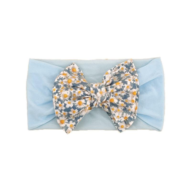 baby new children's hair accessories cute baby floral seamless wide headscarf nylon bow baby headband