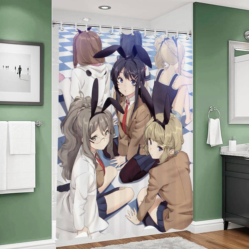 Anime Mai Sakurajima Shower Curtain - Water-Repellent And Leak-Resistant, Mold And Mildew Resistant For