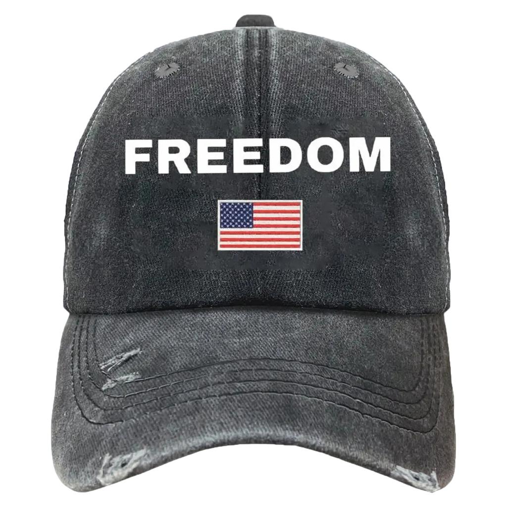 Net Hat Cycling Casual Breathable Sun Hat Letter Washed Denim Baseball Cap