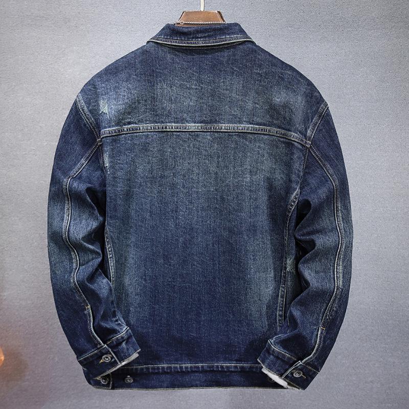 Men's Blue Stretch Denim Jacket for Autumn/Winter