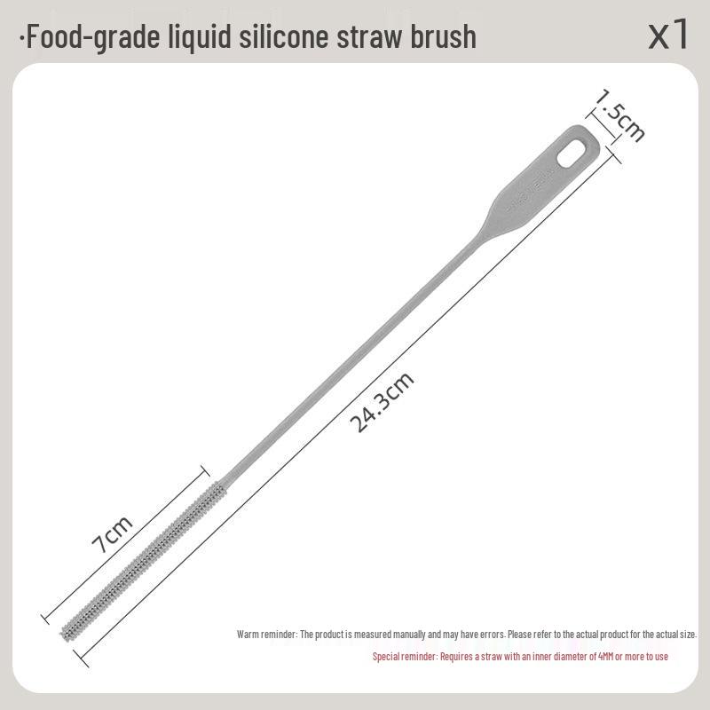 

Silicone Straw & Brush Cleaner for Baby Bottles and Tubes Food-Grade Silicone Straw Brush світло-сірий колір