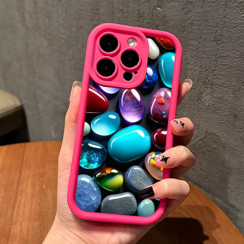 Aesthetic Stones Mobile Phone Case for iPhone 17 16 15 14 13 12 11 Air Pro Max Plus Thicken TPU Colorful Cover Luxury Cellphones