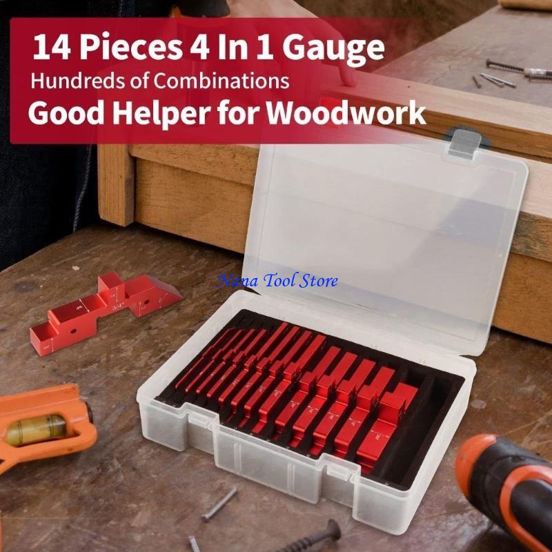 31GJ 14Pcs Router Table Setup Bar Precisions Setup Blocks Height Gauge Set and Angled Woodworking Set Up for Router