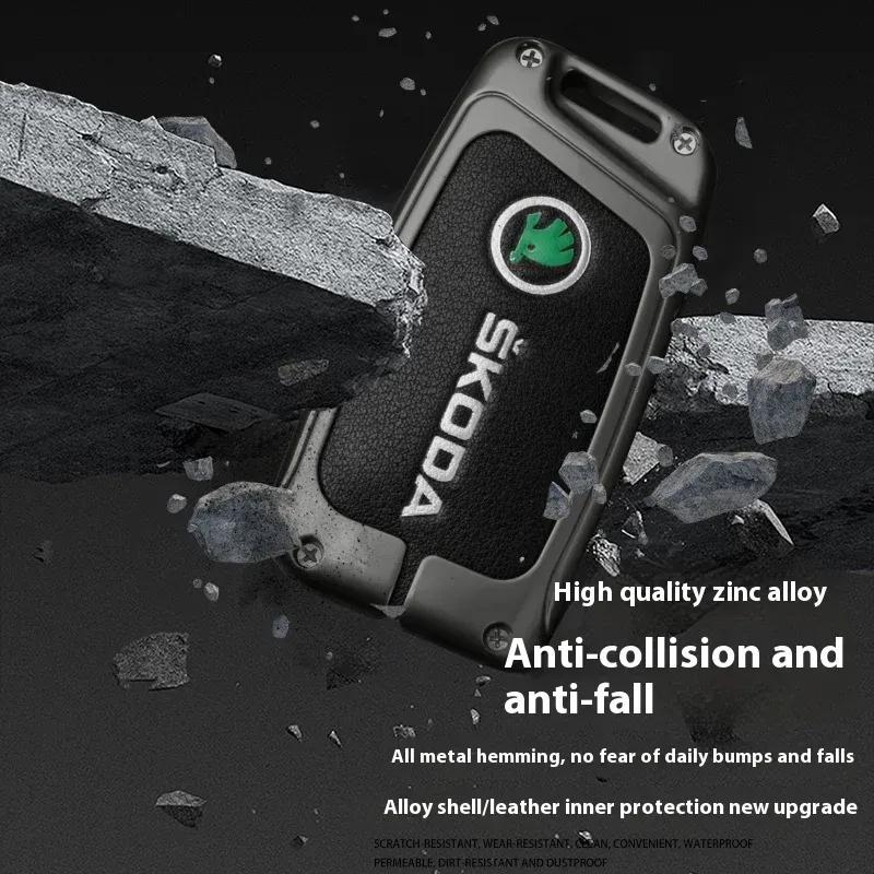 Auto TPU Zinklegering Sleuteletui Tas Autosleutelhanger Metalen Sleutelschaal Voor Skoda VRS Octavia A5 A7 Fabia Superb Kodiaq Karoq Accessoires