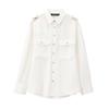 Exclusive European & American Style Women's Casual Fashion Crepe Top with Shoulder Embellishments