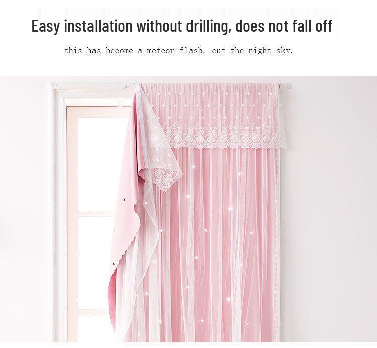 Self-Adhesive Blackout Velcro Curtain with Header for Balcony, Bedroom, Bay Window
