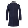 Men Business Jacket Medium Length Single-breasted Solid Color Plush Collar Autumn Winter Woolen Coat Windbreaker Streetwear