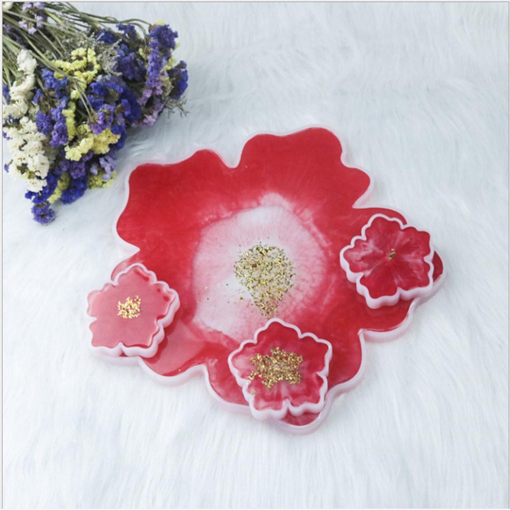 2Pcs Creative Flower DIY Silicone Mold for Resin Coasters Pendant Base Making Handicrafts Home Epoxy Supplies