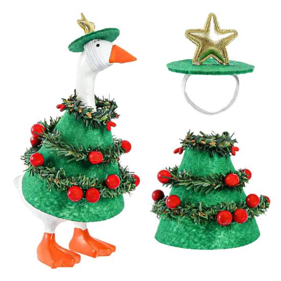 Christmas Goose Outfit Funny Green Porch Goose Costume with Hat for 23" Goose Statue