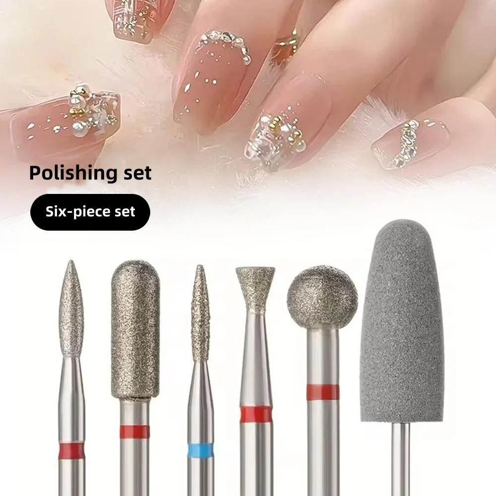 6pcs/set Nail Files Drill Cuticle Polishing Bit Diamond Cutters for Manicure Cuticle Burr Milling Electric Manicure Drill Sets