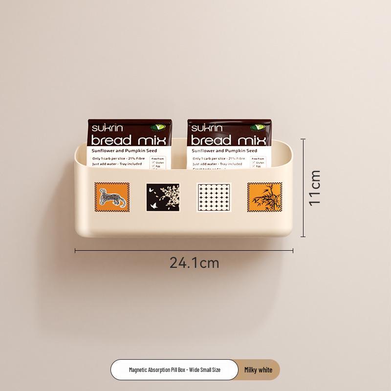 Magnetic Wall-Mount Refrigerator Storage Rack with No-Punch Two-Way Side Hanger for Fresh-Keeping Film