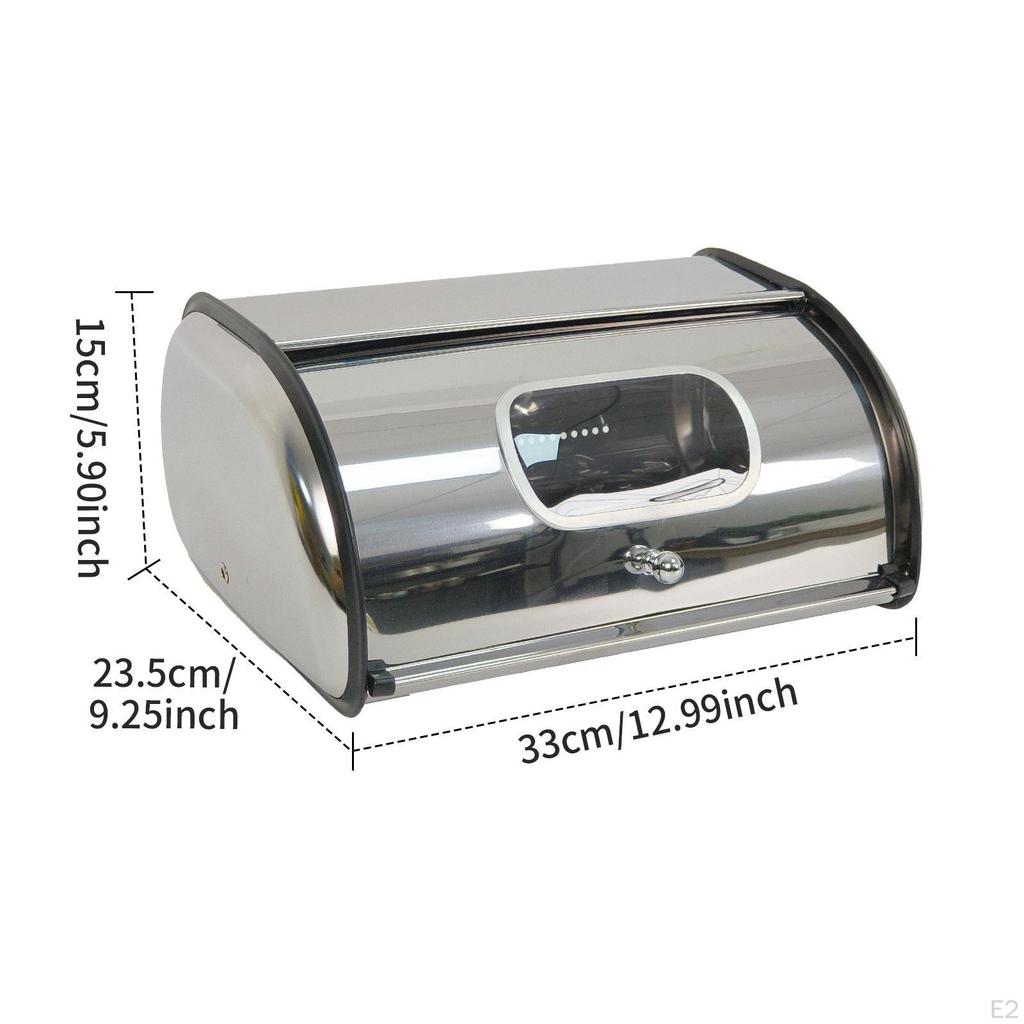 Bread Storage Bin Stainless Steel Box Organizer with Lid Kitchen Counter Easy to
