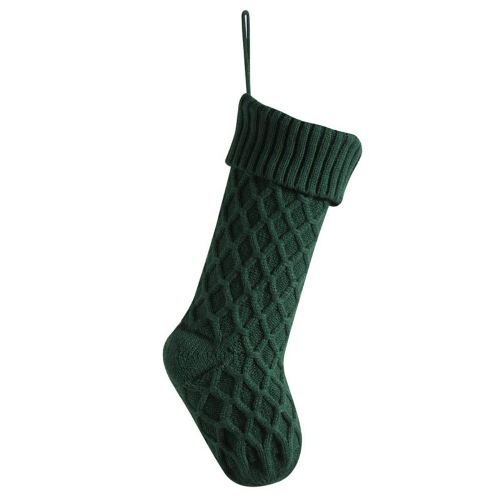 

Reusable Christmas Gift Socks Rhombus Texture Xmas Gift Bag Knitted Christmas Stocking New Year Style C