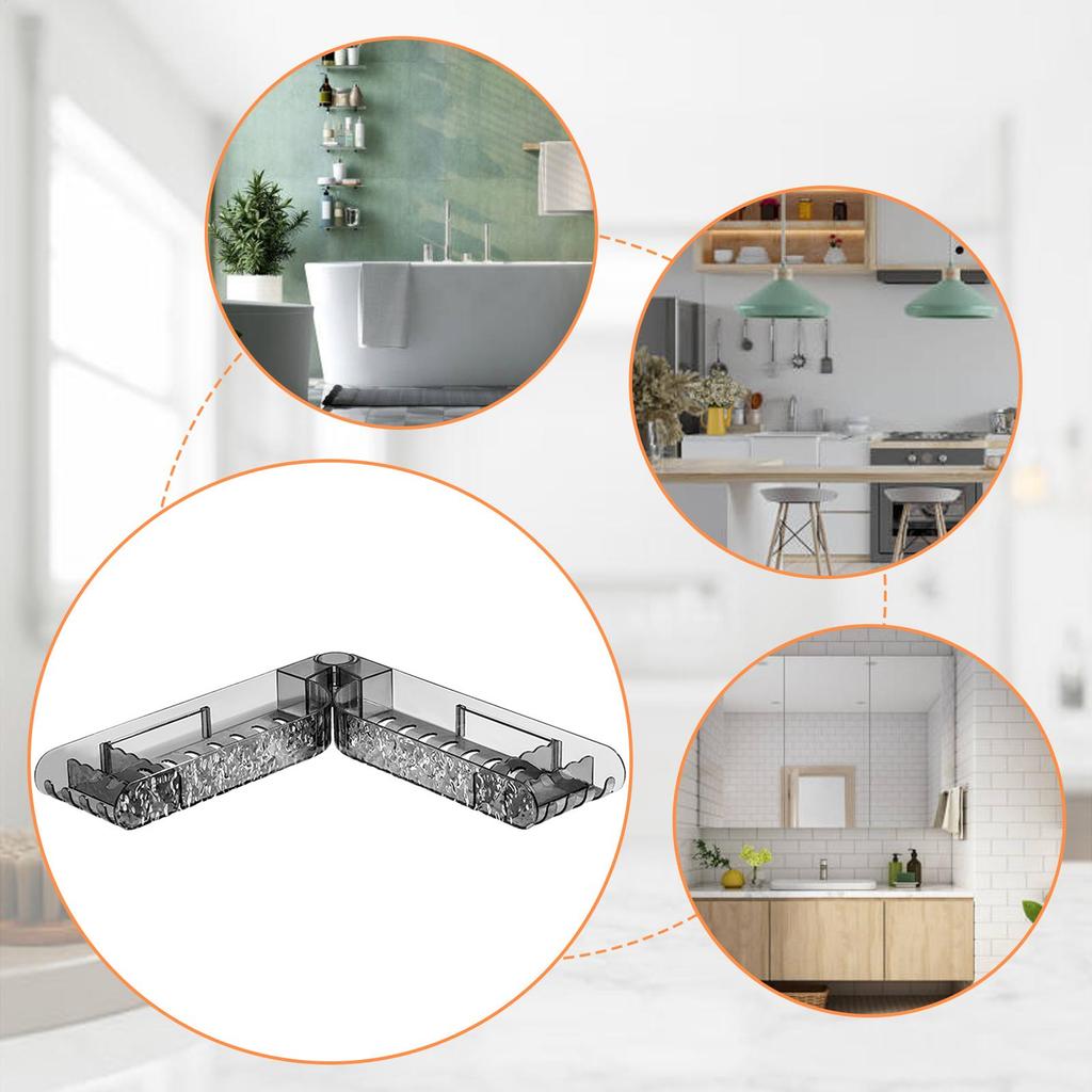 Corner Shower Shelves Waterproof Adhesive Rack Bathroom Shower Organizer Storage For Indoor Kitchen Living Room Countertop