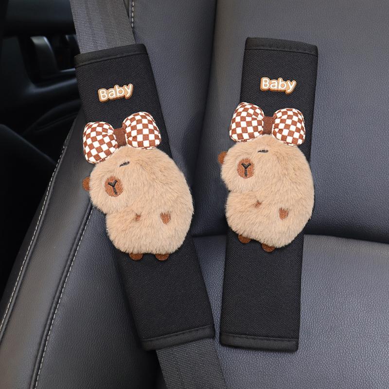 Four Season Universal Ice Silk Car Seatbelt Cover Cute Cartoon Capybara Safety Belt Harness Cushion Shoulder Pad for Car Truck