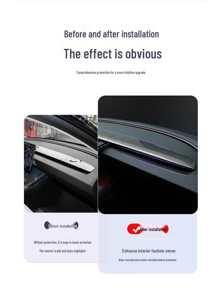 25th Anniversary Edition Carbon Fiber Dashboard Decorative Strip for Model 3/Y Console.
