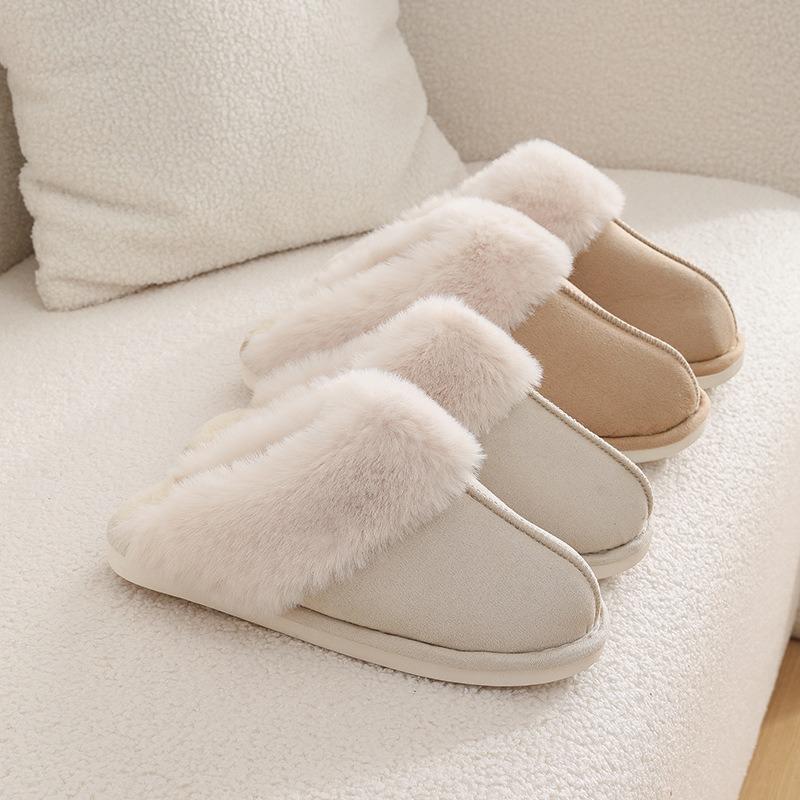 Suede Cotton Slippers Winter Home Autumn and Winter Couple Thick Hair Non-slip Slippers Women's Cotton Shoes
