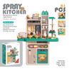 Playing House Children'S Light Music 93Cm Steam Outlet Water Spray Kitchen Cooking Utensils Table Set Toys