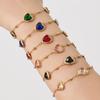 Colorful Heart-shaped Jewelry Set Vintage Earrings Hand Chain Waterproof Heart Glass Necklace  Gift