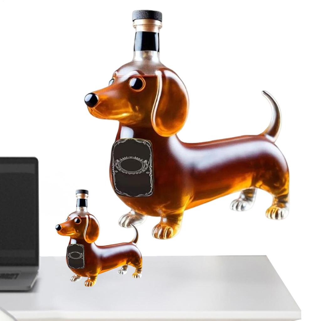 Dachshund Dog Shape Decorative Decanter Liquor Bottles Glass Liquor Bottle Animal Statue Wine Container for Birthday Christmas