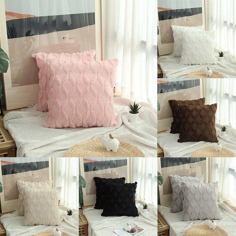 Soft And Fuzzy Geometric Diamond Pillowcase For Home Decor