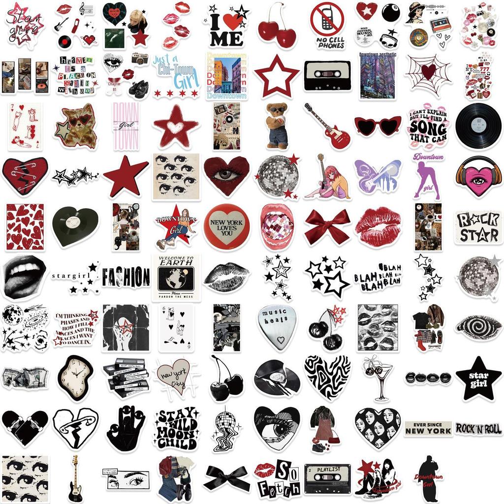 Y2K Downtown Girls Stickers - 100 Waterproof DIY Designs for Guitar, Notebook, Luggage Decoration