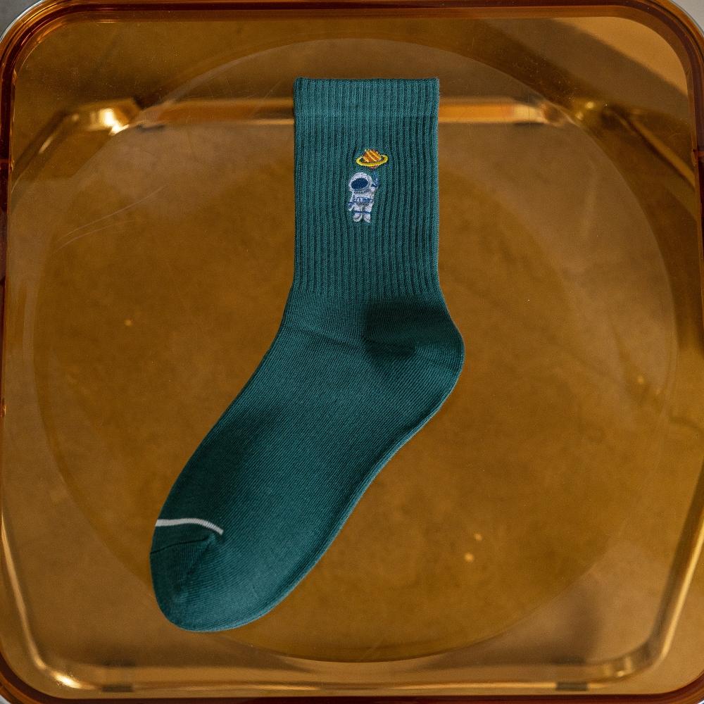 New Fashion Funny Men Women Embroidery Astronaut Space Soft Cotton Socks Hipster Streetwear Unisex Sokken Dropship