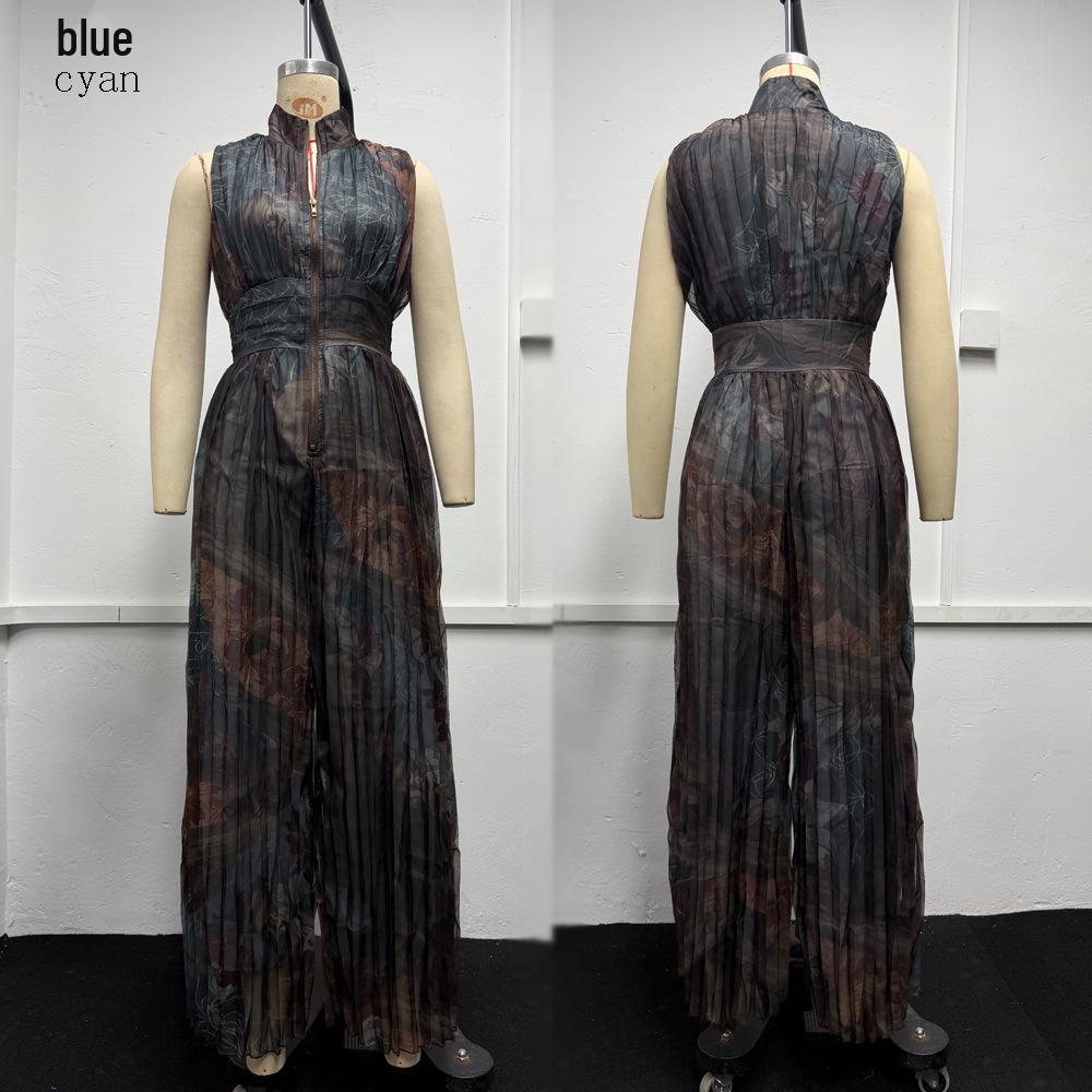 2026 Europäischer & Amerikanischer Stil Sexy Falten-Neckholder-Jumpsuit mit Weißen Weitbeinigen Hosen