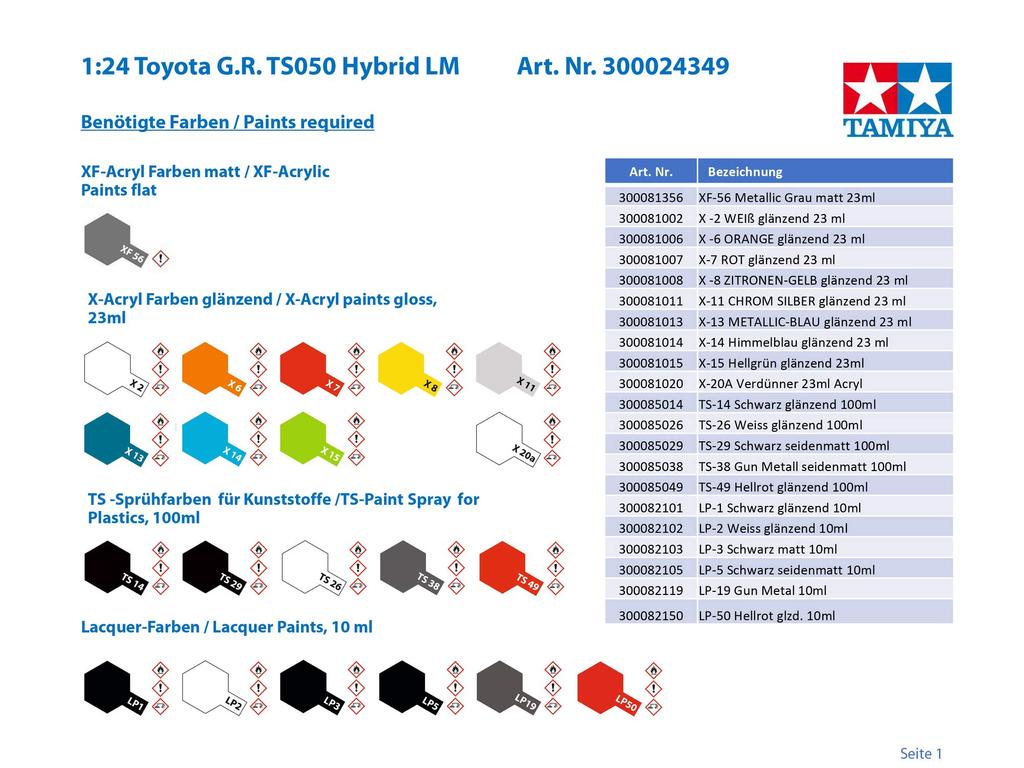 Tamiya Sports Car Series Toyota Gazoo Racing TS050 HYBRID Plastic Model 24349 1/24 No.349