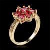 Female Cute Flower Rose Red Crystal Zircon Rings For Women Vintage Gold Color Wedding Promise Bands Jewelry Valentine's Day Gift