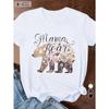 European Size MAMA BEAR Floral Design Women's Sports Short Sleeve T-Shirt