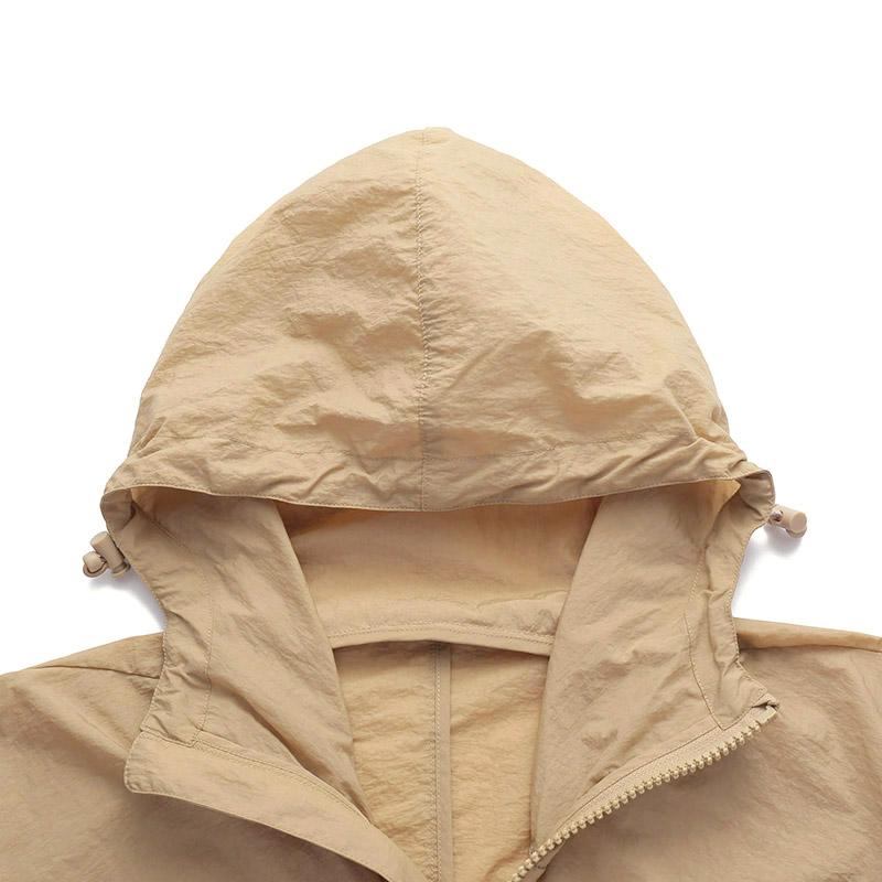Armani Exchange SS23 Logo Print Hooded Zip Windbreaker Men outerwear Dark-Beige 3RZB30-ZN1CZ-1772