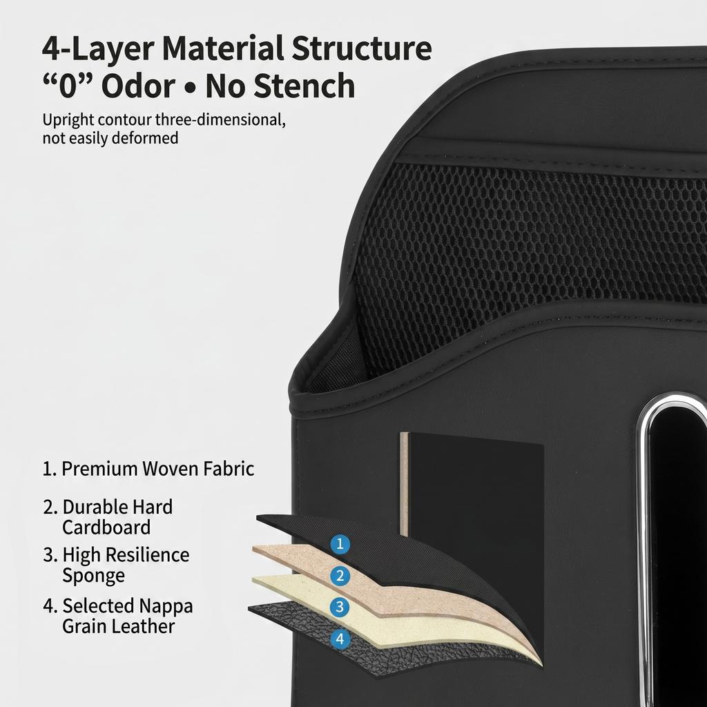 Jfbonin Universal Car Backseat Organizer Pu Leather Seat Back Storage Bag With Tissue Box, Water Bottle Holder, Hooks For Car