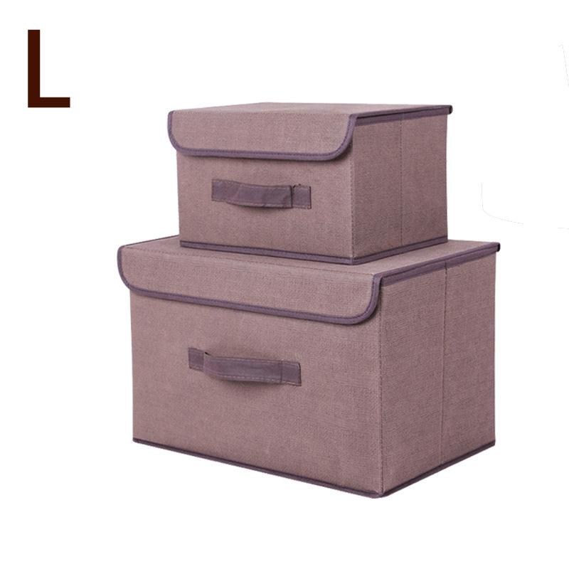 Linen-Like Fabric Storage Box Foldable Storage Box For Books And Toys Dustproof Storage Box With Lid